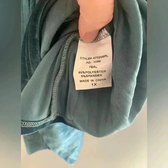 Woman’s Meritt Teal Velvet Lace Spaghetti Strap Plus Tank Top Size 1XL - Picture 4 of 7